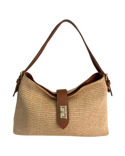 FIRST LADY FIRENZE - Genuine leather and raffia bag