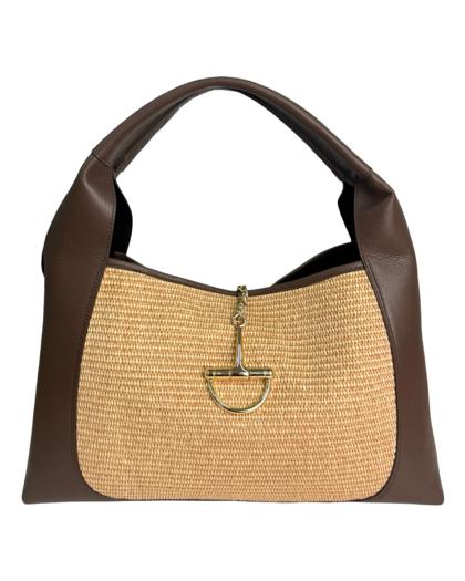 FIRST LADY FIRENZE - Genuine leather and raffia bag